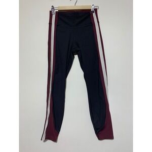 Athleta Womens Size S Black Antique Burgundy Crunch Colorblock 7/8 Leggings